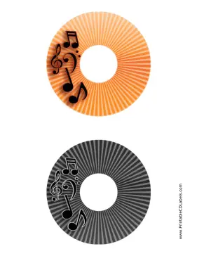 Orange Black Stripes Music CD-DVD Labels Paper