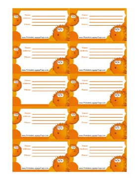 Orange Blowfish Luggage Tag Paper