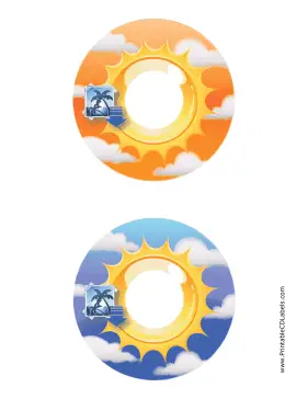 Orange Blue Sunburst Photography CD-DVD Labels Paper