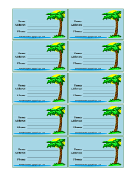 Palm Tree Luggage Tag Paper
