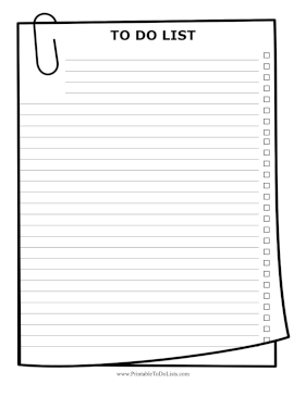 Paperclip To Do List Paper