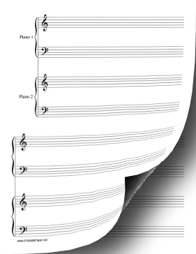 Piano Duet-2 Pianos in 4 Hands Music Paper Paper