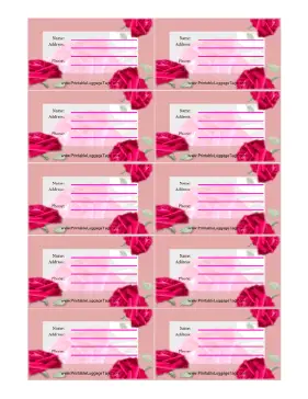 Pink Roses Luggage Tag Paper