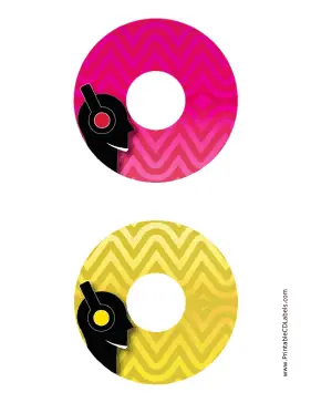 Pink Yellow Headphones Music CD-DVD Labels Paper