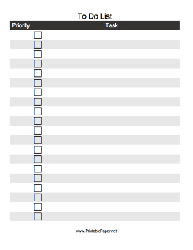 Priority Checklist To Do List Paper