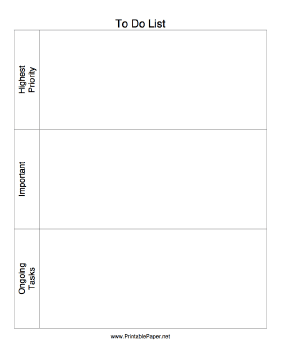 Priority To Do List Paper