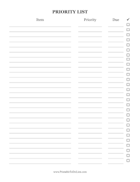 Priority To Do List Paper