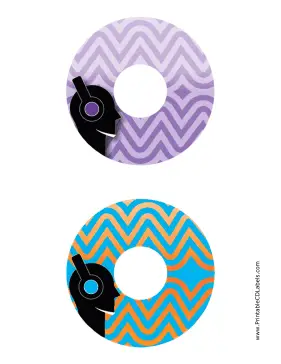 Purple Blue Headphones Music CD-DVD Labels Paper