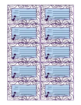 Purple Octopus Luggage Tag Paper