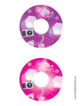 Purple Pink Camera Photography CD-DVD Labels Paper