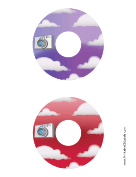 Purple Red Clouds Photography CD-DVD Labels Paper