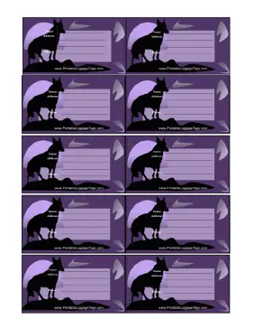 Purple Wolf Luggage Tag Paper