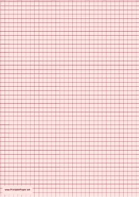 Graph Paper - Light Red - One Inch Grid - A4 Paper