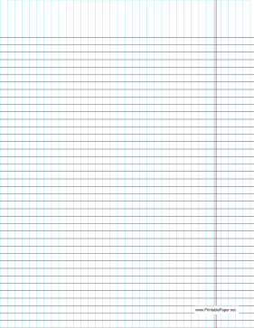 R-L Squared Narrow Ruled Notebook Paper
