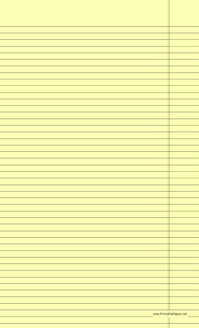 R-L Yellow Legal Lined Portrait College Paper
