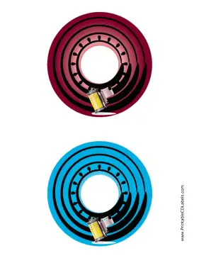 Red Blue Film Roll Photography CD-DVD Labels Paper