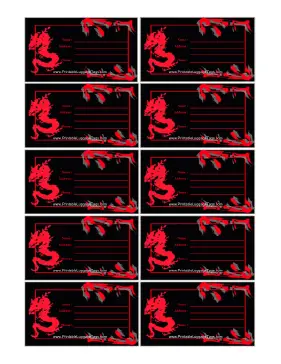 Red Dragon Luggage Tag Paper