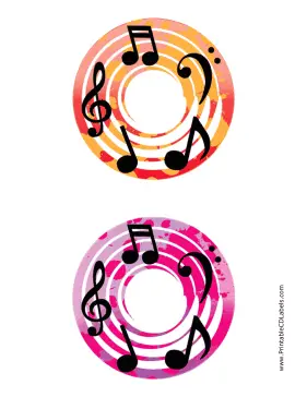Red Pink Notes Music CD-DVD Labels Paper