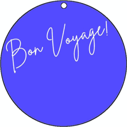 Round Gift Tag Bon Voyage Paper