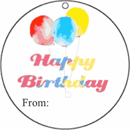 Round Gift Tag Happy Birthday Paper