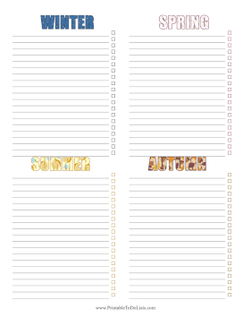 Seasonal To Do List Paper
