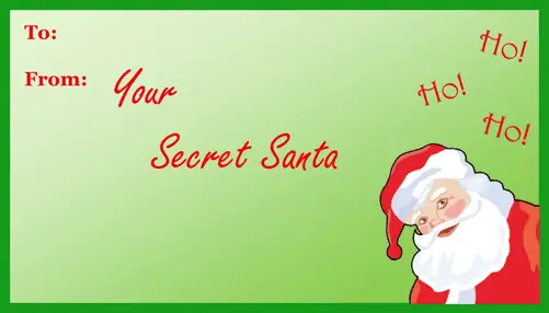 Secret Santa Gift Tag Paper