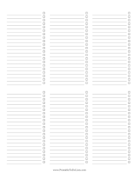Six-Column Checklist Paper