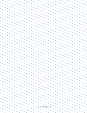 Slant Ruled Paper — Medium Ruled Left-Handed, Low Angle — blue lines Paper