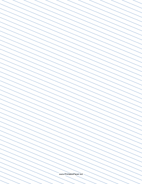 Slant Ruled Paper — Narrow Ruled Left-Handed, Low Angle — blue lines Paper