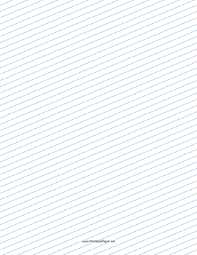 Slant Ruled Paper — Narrow Ruled Right-Handed, Low Angle — blue lines Paper