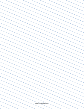 Slant Ruled Paper — Wide Ruled Left-Handed, Low Angle — blue lines Paper