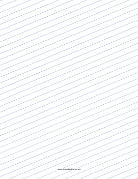 Slant Ruled Paper — Wide Ruled Right Handed, Low Angle — blue lines Paper