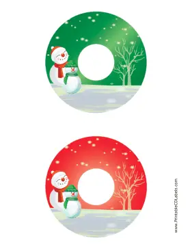 Snowmen Christmas CD-DVD Labels Paper