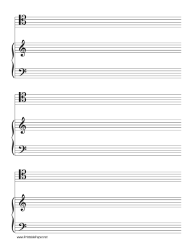 Solo-Tenor Clef with Accompanist Music Paper Paper