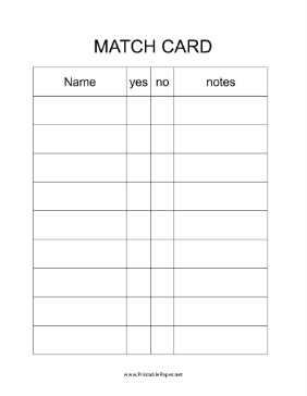 Speed Dating Sheet Paper