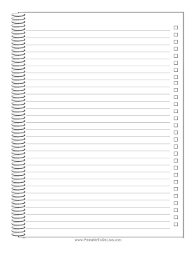 Spiral Notebook Checklist Paper