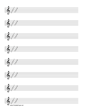 Staff-Treble Clef with Note Names Music Paper Paper