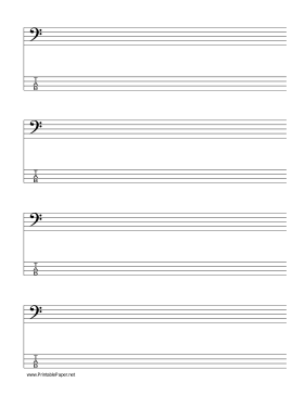 Staff and Tablature-Bass Clef-4 lines Music Paper Paper
