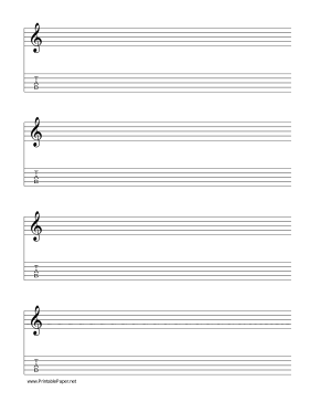 Staff and Tablature-Treble Clef-5 lines Music Paper Paper