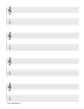 Staff and Tablature-Treble Clef-6 lines Music Paper Paper