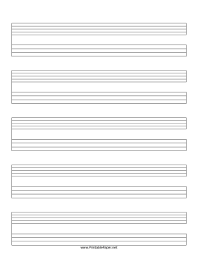 Tablature, Printable Blank Sheet Music, Music Staff Paper, Letter/a4 PDF,  Instant Download 