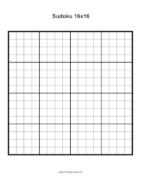 Sudoku Grid 16x17 Paper