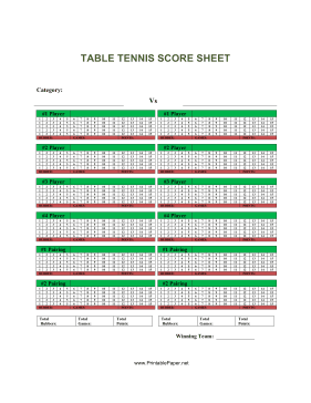 Online Table Tennis Ping-pong Score Board