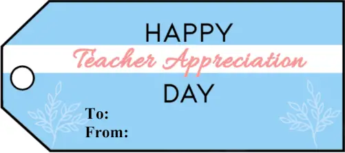 Teacher Appreciation Day Gift Tags Paper