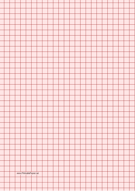 Graph Paper - Light Red - Three Quarter Inch Grid - A4 Paper