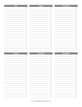 To Do List July-December Paper