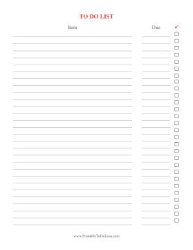 To Do List With Due Date Paper