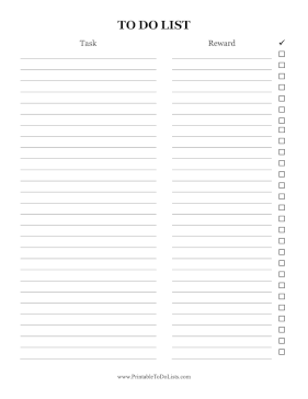To Do List With Reward Paper