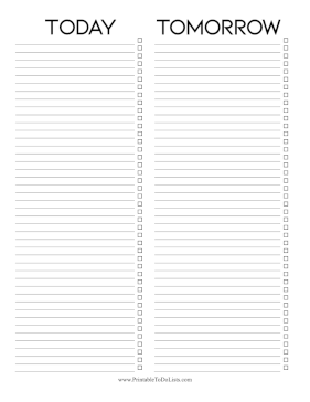 Today Tomorrow Checklist Paper
