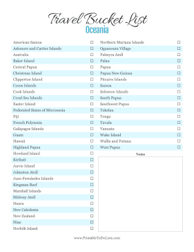 Travel Bucket List Oceania Paper